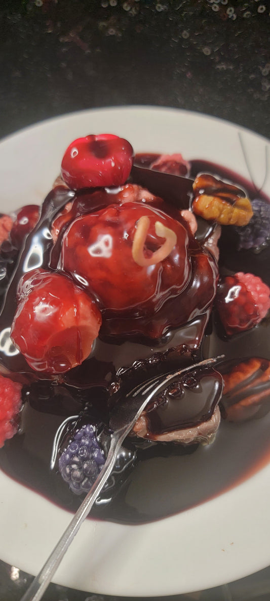 Ice Cream Brownie Scented Candle Plate With Antique Silver Fork