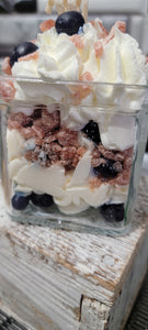Blueberry Shortcake Scented Candle in a 15oz Square Vessel.
